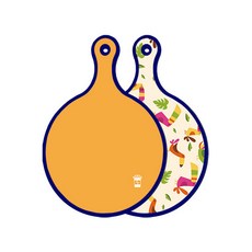 ROEM DESIGN 藍色版 雙面圓形上菜板 黃色, 八哥鳥淡黃色, 1個