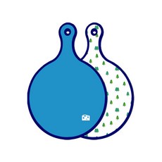 Roem Design 藍色版 雙面圓形上菜板 天空藍, 松樹藝術圖, 1個