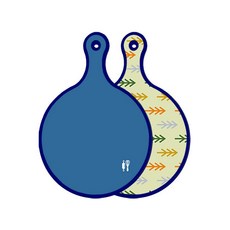 Roem Design 藍色版 雙面圓形上菜砧板 深藍色, 松樹梔子色, 1個