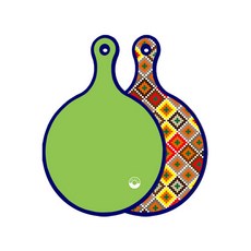 Roem Design Blue Edition 雙面圓形砧板 淺綠色, 格紋線條菱形, 1個