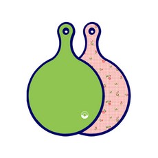 Roem Design Blue Edition 雙面圓形砧板 淺綠色, 粉紅花朵格紋, 1個