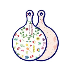 Roem Design 藍色版 雙面圓形上菜砧板 Happy, 圖案印記, 1個