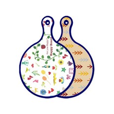 Roem Design 藍色版 雙面圓形上菜砧板 Happy, 松樹頭目色, 1個