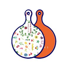 Roem Design 藍色版 雙面圓形上菜砧板 Happy, 泡菜橘, 1個