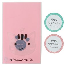 Hwangssinaedosirak 非自黏式動物袋 貓咪 100入 + 老師請慢用 圓形貼紙 100入, 1套