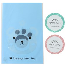 황씨네도시락 비접착 애니멀 봉투 곰 50p + 스티커 선생님 원형 맛있게 드세요 50p, 1세트