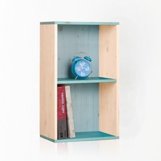 하우디가구 칸높은 칼라 DIY 공간박스, 화이트옹이 + 블루옹이, 2단