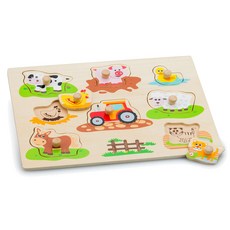 New Classic Toys 寶寶木製認知拼圖 農場款, 1組, 8片