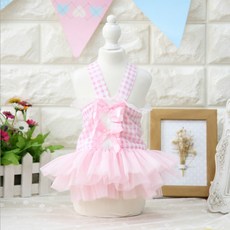 Super Six寵物格紋雙層蝴蝶結, 粉紅色