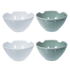 架筷陶瓷碗白*2+綠*2, 混色, 4件