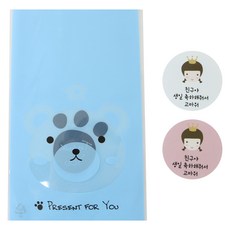 黏貼式動物圖案包裝袋 100入+韓文貼紙 100入, 1套