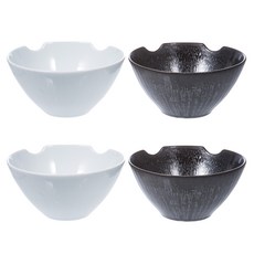 架筷陶瓷碗白*2+黑*2, 混色, 4件