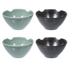 架筷陶瓷碗綠*2+黑*2, 混色, 4件