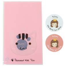 황씨네도시락 비접착 애니멀 봉투 고양이 100p + 뉴 왕관 걸 스티커 100p, 1세트