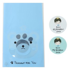Hwangssinaedosirak 無膠動物包裝袋 熊 100入+皇冠男孩貼紙 100入, 1套