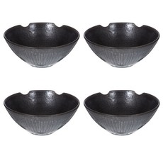 架筷陶瓷碗, 黑油, 4件
