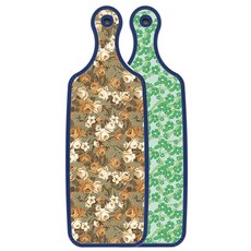 ROEM DESIGN 藍色版雙面上菜砧板 綠色鳳仙花, 大地色花朵, 1個