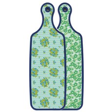 ROEM DESIGN 藍色版 雙面砧板 綠色鳳仙花, 玉色藤蔓玫瑰, 1個