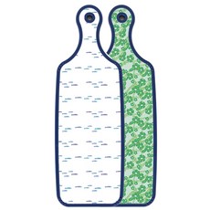 ROEM DESIGN 藍色版 雙面砧板 綠色鳳仙花, 粉彩魚群, 1個