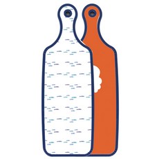 Roem Design 藍色版雙面料理砧板 泡菜橘, 粉彩魚群, 1個