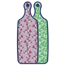 Roem Design 藍色版雙面砧板 綠色鳳仙花, 碧藍色花朵, 1個