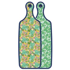 ROEM DESIGN 藍色版 雙面砧板 綠色鳳仙花, 藍綠玫瑰藤蔓, 1個