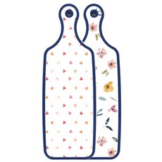 Loem Design 藍色版 盛盤砧板 粉彩花朵圖案, 杏黃色三角形圖案, 1個