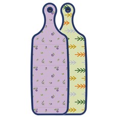 Roem Design 藍色版雙面上菜砧板 松木梔子色, 紫色花朵格紋, 1個
