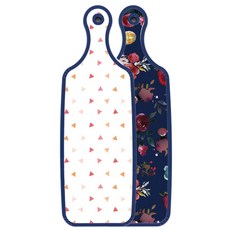 Roem Design Blue Edition 雙面砧板 藍色調花朵, 杏黃色三角圖案, 1個