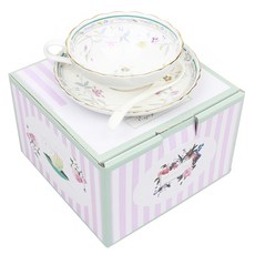 엔틱 골드라인 찻잔 세트, 그린 플라워, 1세트