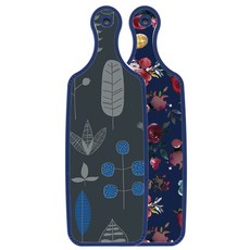 Roem Design Blue Edition 雙面砧板 藍色調花朵, 深藍色樹木線條, 1個