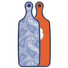 Roem Design 藍色版上菜用雙面砧板 泡菜橘色, 青白色線條藝術, 1個