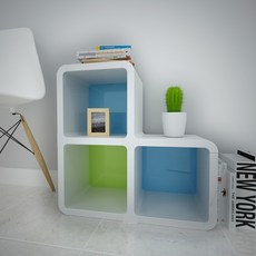 큐빅스2 코너 키즈책장, 그린 + 블루