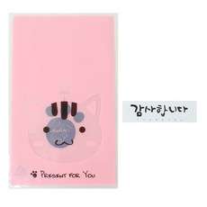 Hwangssinaedosirak 無膠動物包裝袋 貓 50入+手寫字貼紙 謝謝 白色 50入, 1套