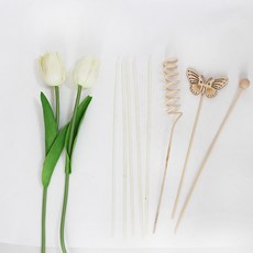 MORIANN 擬真鬱金香人造花擴香棒組, 白色, 1套