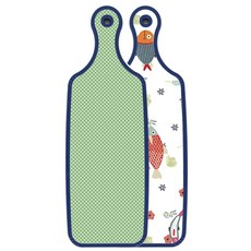로엠디자인 藍色版 雙面上菜砧板 魚圖案, 綠色格紋, 1個