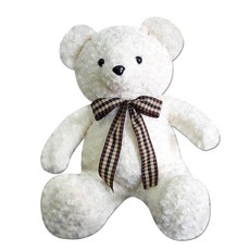 愛心蝴蝶結大熊絨毛娃娃, 奶油色, 1個, 100cm