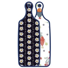 로엠디자인 藍色版 雙面上菜砧板 魚圖案, 經典花卉, 1個