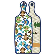 Roem Design 藍色版 雙面設計託盤砧板 森林圖案1, 猴子, 1個