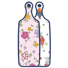 로엠디자인 藍色版 雙面上菜砧板 魚圖案, 浪漫紅floral淡粉色, 1個