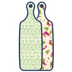 Roem Design 藍色版 雙面料理砧板 八哥鳥淡黃色, 綠色磚紋, 1個