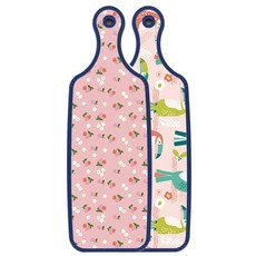 ROEM DESIGN 藍色版 上菜用雙面砧板 九官鳥粉紅, 朱紅色櫻桃, 1個