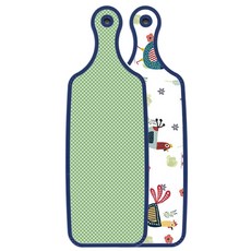 Roem Design Blue Edition 雙面砧板 雞圖案, 綠色格紋, 1個