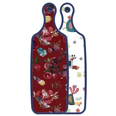 Roem Design Blue Edition 雙面砧板 雞圖案, 紫紅色花朵藝術, 1個
