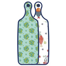 로엠디자인 藍色版 雙面上菜砧板 魚圖案, 玉色藤蔓玫瑰, 1個