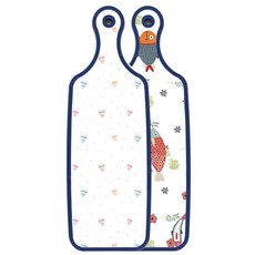 로엠디자인 藍色版 雙面上菜砧板 魚圖案, 線條愛心, 1個