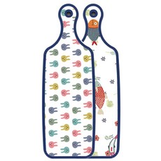 로엠디자인 藍色版 雙面上菜砧板 魚圖案, 兔子, 1個
