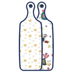 Roem Design Blue Edition 雙面砧板 雞圖案, 緞帶, 1個