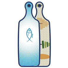 Loem Design 藍色版 雙面設計款上菜砧板 森林圖案2, 魚線藍, 1個