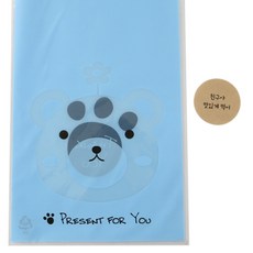 熊圖案包裝袋 100入+韓文字印花貼紙 100入, 1套